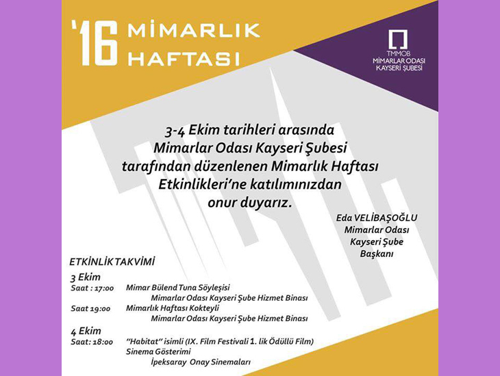 Bülend Tuna Söyleşisi ve Mimarlık Haftası Kokteyli Bülend Tuna Söyleşisi ve Mimarlık Haftası Kokteyli