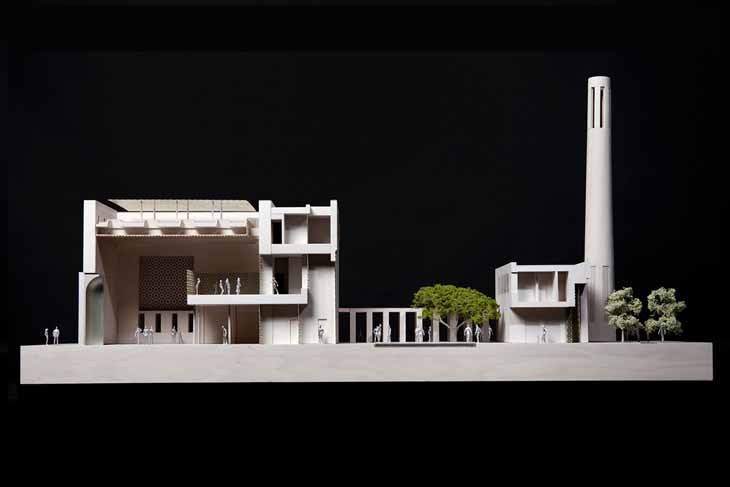 Long section through prayer hall, courtyard and gatehouse, T®George Torode730.jpg