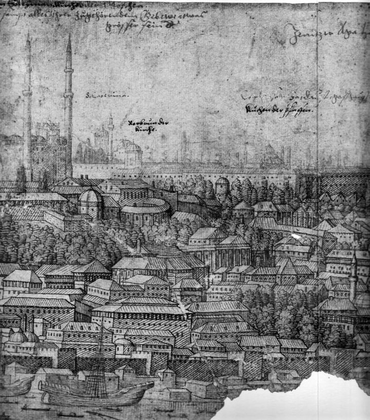 Görsel 1 Melchior Lorichs, Panaroma of Constantinapole 1550-1560 tarihli gravür .jpg
