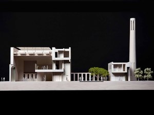 Long section through prayer hall, courtyard and gatehouse, T®George Torode2000.jpg
