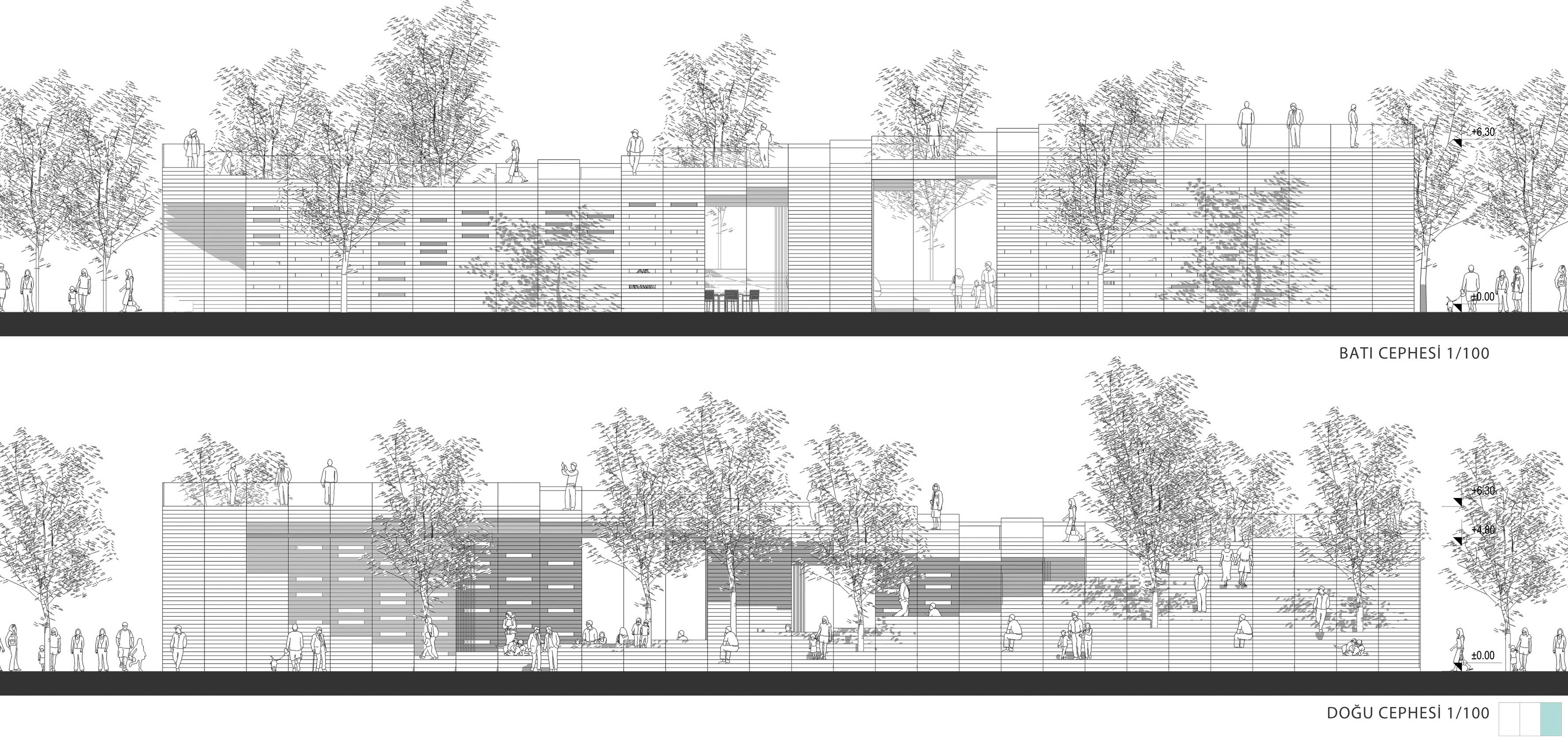 Minus elevation. Sky Elevation Architecture. Auneau Cultural Center faced draws. Ziya Imren + Onur Yuncut + Tolga Iltir Architects прект жилого комплекса. Ziya Imren + Onur YUNCH + Tolga Iltir Architects малоэьажный жилой комплекс.