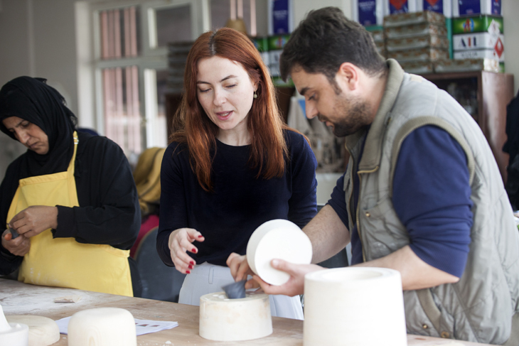 Curator Dilek Ozturk and Ceramic instrctor Resul Yilmaz730.jpg