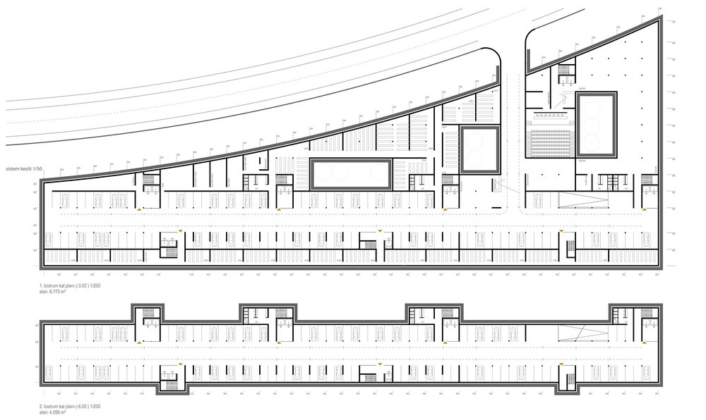 1. ve 2. Bodrum Katlar Planı